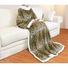 imageCatalonia Sherpa Wearable Blanket with Sleeves Arms Super Soft Warm Comfy Large Fleece Plush Sleeved TV Throws Wrap Robe Blanket for Adult Women and MenCheetah