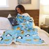 imageCatalonia Sherpa Wearable Blanket with Sleeves Arms Super Soft Warm Comfy Large Fleece Plush Sleeved TV Throws Wrap Robe Blanket for Adult Women and MenCat Blue