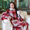 imageCatalonia Sherpa Wearable Blanket with Sleeves Arms Super Soft Warm Comfy Large Fleece Plush Sleeved TV Throws Wrap Robe Blanket for Adult Women and MenRed Plaid