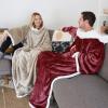 imageCatalonia Sherpa Wearable Blanket with Sleeves Arms Super Soft Warm Comfy Large Fleece Plush Sleeved TV Throws Wrap Robe Blanket for Adult Women and MenWine