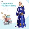 imageCatalonia Sherpa Wearable Blanket with Sleeves Arms Super Soft Warm Comfy Large Fleece Plush Sleeved TV Throws Wrap Robe Blanket for Adult Women and MenSoccer Team Blue