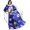 imageCatalonia Sherpa Wearable Blanket with Sleeves Arms Super Soft Warm Comfy Large Fleece Plush Sleeved TV Throws Wrap Robe Blanket for Adult Women and MenSoccer Team Blue