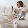 imageCatalonia Sherpa Wearable Blanket with Sleeves Arms Super Soft Warm Comfy Large Fleece Plush Sleeved TV Throws Wrap Robe Blanket for Adult Women and MenCamel
