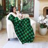 imageCatalonia Sherpa Wearable Blanket with Sleeves Arms Super Soft Warm Comfy Large Fleece Plush Sleeved TV Throws Wrap Robe Blanket for Adult Women and MenGreen Checker