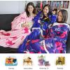 imageCatalonia Sherpa Wearable Blanket with Sleeves Arms Super Soft Warm Comfy Large Fleece Plush Sleeved TV Throws Wrap Robe Blanket for Adult Women and MenKiss Dark Blue