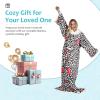 imageCatalonia Sherpa Wearable Blanket with Sleeves Arms Super Soft Warm Comfy Large Fleece Plush Sleeved TV Throws Wrap Robe Blanket for Adult Women and MenLeopard Heart White