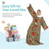 imageCatalonia Sherpa Wearable Blanket with Sleeves Arms Super Soft Warm Comfy Large Fleece Plush Sleeved TV Throws Wrap Robe Blanket for Adult Women and MenLeopard Heart Brown