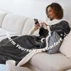 imageCatalonia Sherpa Wearable Blanket with Sleeves Arms Super Soft Warm Comfy Large Fleece Plush Sleeved TV Throws Wrap Robe Blanket for Adult Women and MenGray