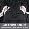 imageCatalonia Sherpa Wearable Blanket with Sleeves Arms Super Soft Warm Comfy Large Fleece Plush Sleeved TV Throws Wrap Robe Blanket for Adult Women and MenBlack