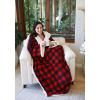 imageCatalonia Sherpa Wearable Blanket with Sleeves Arms Super Soft Warm Comfy Large Fleece Plush Sleeved TV Throws Wrap Robe Blanket for Adult Women and MenRed Checker