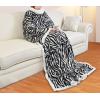 imageCatalonia Sherpa Wearable Blanket with Sleeves Arms Super Soft Warm Comfy Large Fleece Plush Sleeved TV Throws Wrap Robe Blanket for Adult Women and MenZebra