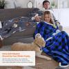 imageCatalonia Sherpa Wearable Blanket with Sleeves Arms Super Soft Warm Comfy Large Fleece Plush Sleeved TV Throws Wrap Robe Blanket for Adult Women and MenPlaid Blue