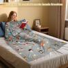imageCatalonia Wearable Blanket with Sleeves and Pocket Cozy Soft Fleece Mink Micro Plush Wrap Throws Blanket Robe for Women and Men80s Cat Dog Gray