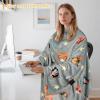 imageCatalonia Wearable Blanket with Sleeves and Pocket Cozy Soft Fleece Mink Micro Plush Wrap Throws Blanket Robe for Women and Men80s Cat Dog Gray