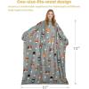 imageCatalonia Wearable Blanket with Sleeves and Pocket Cozy Soft Fleece Mink Micro Plush Wrap Throws Blanket Robe for Women and Men80s Cat Dog Gray