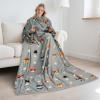 imageCatalonia Wearable Blanket with Sleeves and Pocket Cozy Soft Fleece Mink Micro Plush Wrap Throws Blanket Robe for Women and Men80s Cat Dog Gray