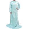 imageCatalonia Wearable Blanket with Sleeves and Pocket Cozy Soft Fleece Mink Micro Plush Wrap Throws Blanket Robe for Women and MenAqua