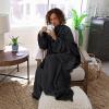 imageCatalonia Wearable Blanket with Sleeves and Pocket Cozy Soft Fleece Mink Micro Plush Wrap Throws Blanket Robe for Women and MenBlack