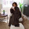 imageCatalonia Wearable Blanket with Sleeves and Pocket Cozy Soft Fleece Mink Micro Plush Wrap Throws Blanket Robe for Women and MenBrown