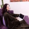 imageCatalonia Wearable Blanket with Sleeves and Pocket Cozy Soft Fleece Mink Micro Plush Wrap Throws Blanket Robe for Women and MenBrown