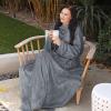 imageCatalonia Wearable Blanket with Sleeves and Pocket Cozy Soft Fleece Mink Micro Plush Wrap Throws Blanket Robe for Women and MenGray