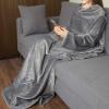 imageCatalonia Wearable Blanket with Sleeves and Pocket Cozy Soft Fleece Mink Micro Plush Wrap Throws Blanket Robe for Women and MenGray