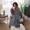 imageCatalonia Wearable Blanket with Sleeves and Pocket Cozy Soft Fleece Mink Micro Plush Wrap Throws Blanket Robe for Women and MenGray