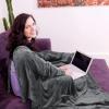 imageCatalonia Wearable Blanket with Sleeves and Pocket Cozy Soft Fleece Mink Micro Plush Wrap Throws Blanket Robe for Women and MenGray