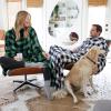imageCatalonia Wearable Blanket with Sleeves and Pocket Cozy Soft Fleece Mink Micro Plush Wrap Throws Blanket Robe for Women and MenGreen Black Checker