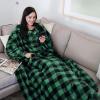 imageCatalonia Wearable Blanket with Sleeves and Pocket Cozy Soft Fleece Mink Micro Plush Wrap Throws Blanket Robe for Women and MenGreen Black Checker