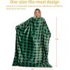 imageCatalonia Wearable Blanket with Sleeves and Pocket Cozy Soft Fleece Mink Micro Plush Wrap Throws Blanket Robe for Women and MenGreen Black Checker