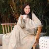 imageCatalonia Wearable Blanket with Sleeves and Pocket Cozy Soft Fleece Mink Micro Plush Wrap Throws Blanket Robe for Women and MenLatte