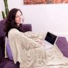 imageCatalonia Wearable Blanket with Sleeves and Pocket Cozy Soft Fleece Mink Micro Plush Wrap Throws Blanket Robe for Women and MenLatte