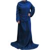 imageCatalonia Wearable Blanket with Sleeves and Pocket Cozy Soft Fleece Mink Micro Plush Wrap Throws Blanket Robe for Women and MenNavy