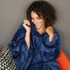 imageCatalonia Wearable Blanket with Sleeves and Pocket Cozy Soft Fleece Mink Micro Plush Wrap Throws Blanket Robe for Women and MenNavy