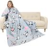 imageCatalonia Wearable Blanket with Sleeves and Pocket Cozy Soft Fleece Mink Micro Plush Wrap Throws Blanket Robe for Women and MenPanda Grey