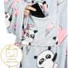 imageCatalonia Wearable Blanket with Sleeves and Pocket Cozy Soft Fleece Mink Micro Plush Wrap Throws Blanket Robe for Women and MenPanda Grey