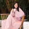 imageCatalonia Wearable Blanket with Sleeves and Pocket Cozy Soft Fleece Mink Micro Plush Wrap Throws Blanket Robe for Women and MenPink