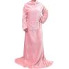 imageCatalonia Wearable Blanket with Sleeves and Pocket Cozy Soft Fleece Mink Micro Plush Wrap Throws Blanket Robe for Women and MenPink