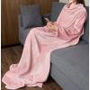 imageCatalonia Wearable Blanket with Sleeves and Pocket Cozy Soft Fleece Mink Micro Plush Wrap Throws Blanket Robe for Women and MenPink