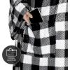 imageCatalonia Wearable Blanket with Sleeves and Pocket Cozy Soft Fleece Mink Micro Plush Wrap Throws Blanket Robe for Women and MenPlaid White