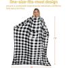 imageCatalonia Wearable Blanket with Sleeves and Pocket Cozy Soft Fleece Mink Micro Plush Wrap Throws Blanket Robe for Women and MenPlaid White