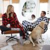 imageCatalonia Wearable Blanket with Sleeves and Pocket Cozy Soft Fleece Mink Micro Plush Wrap Throws Blanket Robe for Women and MenRed Black Checker