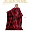 imageCatalonia Wearable Blanket with Sleeves and Pocket Cozy Soft Fleece Mink Micro Plush Wrap Throws Blanket Robe for Women and MenRed Black Checker