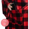 imageCatalonia Wearable Blanket with Sleeves and Pocket Cozy Soft Fleece Mink Micro Plush Wrap Throws Blanket Robe for Women and MenRed Black Checker