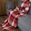 imageCatalonia Wearable Blanket with Sleeves and Pocket Cozy Soft Fleece Mink Micro Plush Wrap Throws Blanket Robe for Women and MenRed Plaid