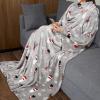 imageCatalonia Wearable Blanket with Sleeves and Pocket Cozy Soft Fleece Mink Micro Plush Wrap Throws Blanket Robe for Women and MenSanta and Deer Grey