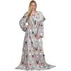 imageCatalonia Wearable Blanket with Sleeves and Pocket Cozy Soft Fleece Mink Micro Plush Wrap Throws Blanket Robe for Women and MenSanta and Deer Grey