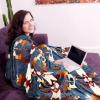 imageCatalonia Wearable Blanket with Sleeves and Pocket Cozy Soft Fleece Mink Micro Plush Wrap Throws Blanket Robe for Women and MenSouthwest Blue
