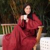 imageCatalonia Wearable Blanket with Sleeves and Pocket Cozy Soft Fleece Mink Micro Plush Wrap Throws Blanket Robe for Women and MenWine